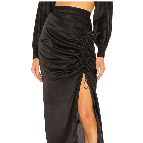 Allsaints Carla Midi Skirt Black Satin 6 NWT - Picture 3 of 5